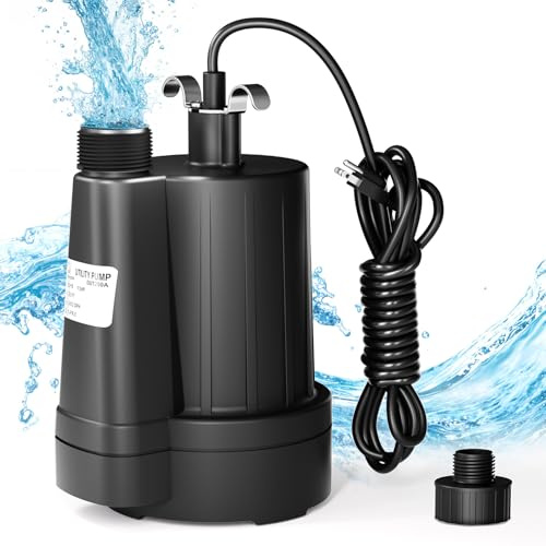 D-HONOR Sump Pump Submersible Utility Water Pump 1/3HP 2400GPH Thermoplastic Electric Portable Transfer Drain Pump for Swimming Pool Pond Garden Basement with 3/4 IN GHT
