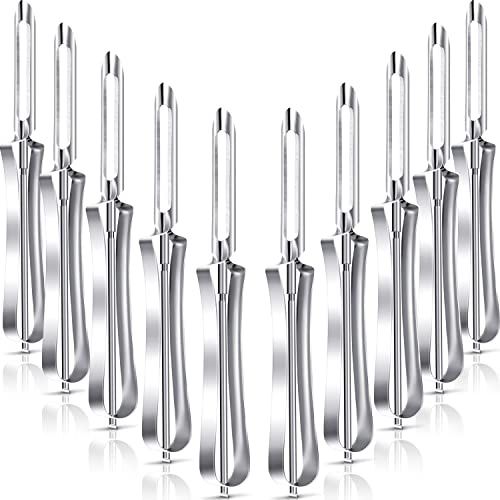 Mudder 10 Pieces Vegetable Fruit Peelers Stainless Steel Rotary Peelers Carrots Potatoes Peeling Tools for Home and Kitchen, with Ergonomic Safety and Control Handle