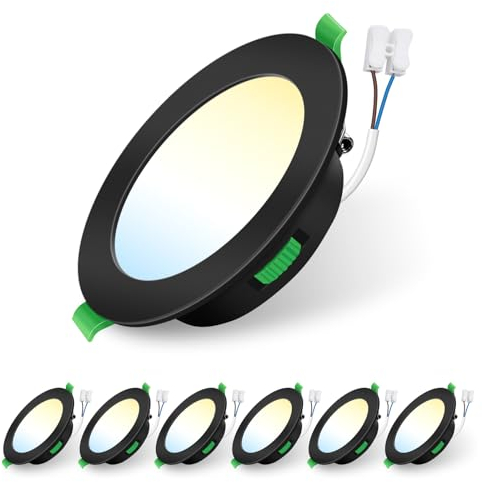 ALUSSO LIGHTING 6 Stück Einbaustrahler Led,7W 550 Lumen Led Einbaustrahler 230V Dimmbar,Deckenspots 3CCT 3000K 4000K 6500K Einstellbar Einbauleuchten,IP44 Deckenstrahler für Badezimmer,Küche,Schwarz