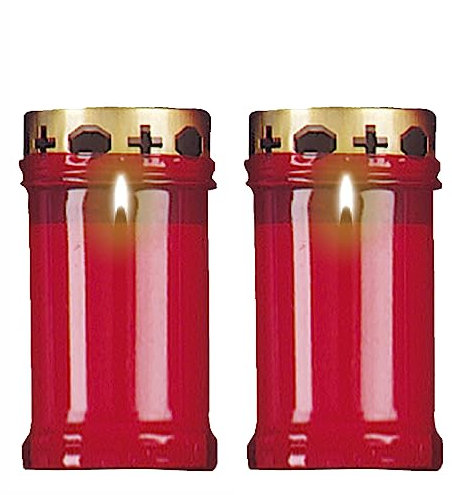 Widdle Gifts Ltd Lot de 2 bougies funéraires de 12 cm | Bougies | Bougies funéraires | Bougie funéraire pour cimetière - Durée de combustion d'environ 39 heures - Doré, rouge