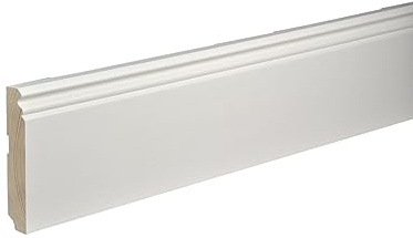 Kosche | Sockellist | Fast trä | 19 x 120 x 2400 mm | Vit | Baseboard | Berlinprofil | Hög kvalitet | Robust | 48 meter