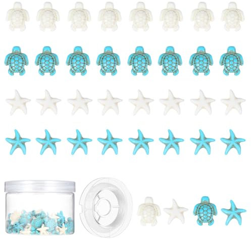 100 Stücke Schildkröte Armband Anhänger, Perlen für Armbänder Schildkröten Seesterne Perlen mit Loch Zwischenperlen Perlen Schildkröten Set Armband Perlen Charms Anhänger Set für DIY&schmuckhestellung