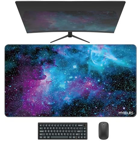 Mydours 900 x 500 mm Tappetino per Mouse XXL Gaming - Tappetino per Mouse con Antiscivolo Gomma e Liscio Tessuto, Tappetino Scrivania di Grandi Dimensioni per PC Gaming, Ufficio e la Casa (Universo)