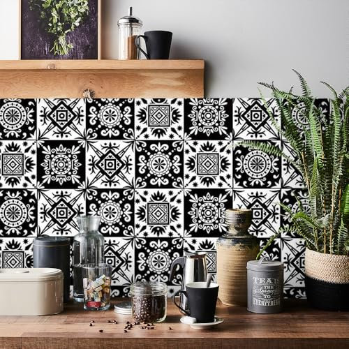 HORIWE Adesivi per piastrelle in stile mosaico, 24 pezzi, PVC, adesivi per piastrelle, decorativi, autoadesivi, impermeabili, per cucina, armadio, mobili, tavolo
