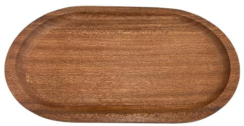 Huoflame Tablett Holz – Deko Tablett für Badezimmer Organizer & Schminktisch Organizer – Natur Holztablett für Zuhause Hotel Restaurant (Oval)