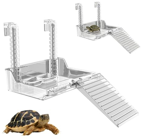 Junhonze Piattaforma Sospesa Per Tartarughe - Piattaforma Per Tartarughe D'Acqua - Accessori Per Acquario, Adatto Per Piccole Tartarughe, Piccoli Rettili, Animali Acquatici, Regolabile (Taglia: M)