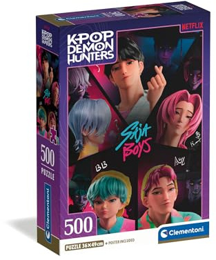 Clementoni Puzzle 500 Pezzi per Adulti e Ragazzi, Illustrazione con Tema KPop Demon Hunters, Idea Regalo, Made in Italy, 36x49 cm, Poster Incluso, 35625