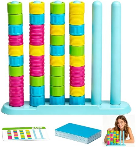 Mineup Jeux Montessori, Jeu De Défi D'empilage De Couleurs, Jouet pour Comptage Et Tri, pour Le Développement La Motricité Fine, Défi Rapide Et Amusant pour Fille Garçons, Famille