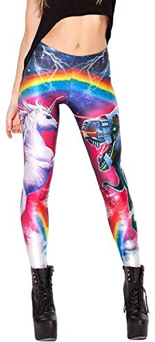 Ladies Men Girl Leggings Unicorn Galaxy Colorful Clothing Print 3D Pattern Skinny Leggings Polyester One Size (Color : Einhorn, Size : One Size)