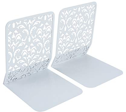 EasyPAG 175mm Metal Desk Bookends Heavy Duty Book Ends for Shelves(1 Pair),White