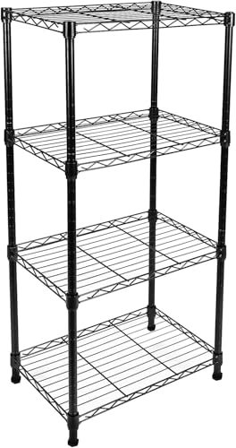 Simple Deluxe 4-Shelf Shelving Unit, Metal storage wire shelf rack with wheels, Height adjustable Storage Organiser For Kitchen, Bathroom,Office or Other Home Spaces,45W x 30Dx 110Hcm,Black
