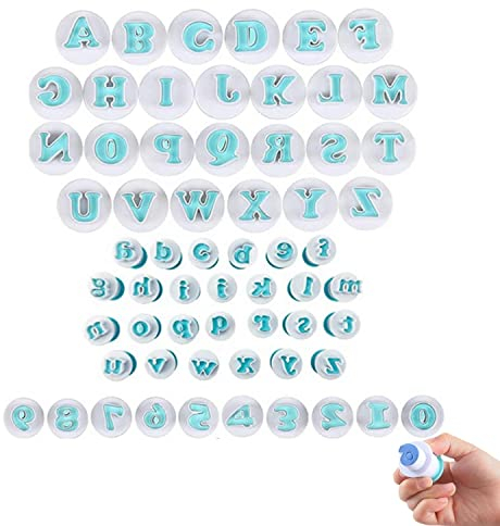 Buchstaben Ausstecher für Fondant,Tangger 62 pieces Fondant Ausstecher Buchstaben,Buchstaben Zahlen Ausstechform Ausstecher,Buchstaben Ausstecher,Fondant Ausstecher Backen Zubehör für Kuchen, Keks
