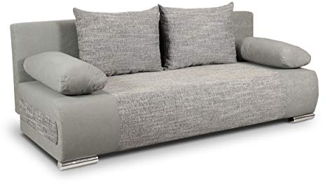 Schlafsofa Naki - Sofa mit Schlaffunktion und Bettkasten, Bettsofa, Couchgarnitur, Couch, Sofagarnitur, Bett (Grau + Grau (Alova 10 + Berlin 01))