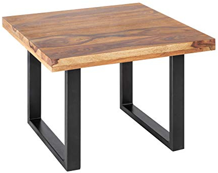 invicta INTERIOR Massiver Couchtisch Iron Craft 60cm Sheesham Stone Finish Industrial Design Wohnzimmertisch Tisch