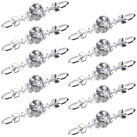 BSTKEY 10 Pack Crystal Drawer Knobs with Silver Plate - Diamond Shape Cabinet Drawer Knob Drawer Pull Handle Cupboard Wardrobe Drawer Pull Handle Furniture Knobs with Screws (120mm)