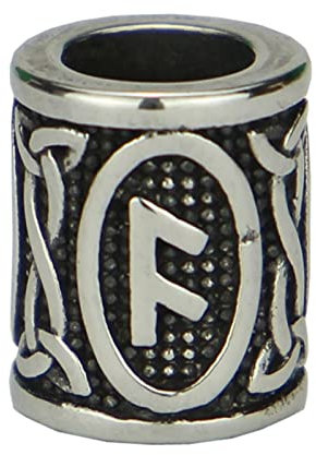 Gold77 EDELSTAHL Wikinger Runen Beads Bartperlen Dreadlocks - 8mm - Großlochperle Viking Nordisch Futhark Alphabet 24 verschiedene Buchstaben, Runen:Othila - 0