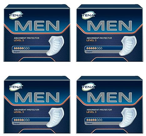 TENA for Men Level 3 Guard for Men, Super Absorbency Incontinence Protector (4 Pack of 64 Count)