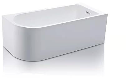 BRAIDER RESTIA Single Ended J Shape Back to Wall Corner Bathtub Acrylic White Right Hand Side 1500 x 750 mm