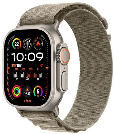 Apple Watch Ultra 2 [GPS + Cellular 49mm] Smartwatch with Rugged Titanium Case & Olive Alpine Loop Medium. Fitness Tracker, Precision GPS, Action Button, Extra-Long Battery Life, Carbon Neutral
