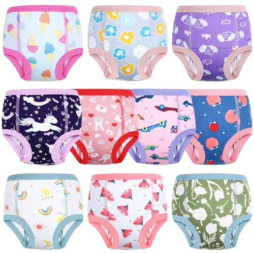 MOEMOE BABY Training Underwear 10 Packs Absorbent Potty Training Pants for Boys and Girls Cotton Pee Pants 5T
