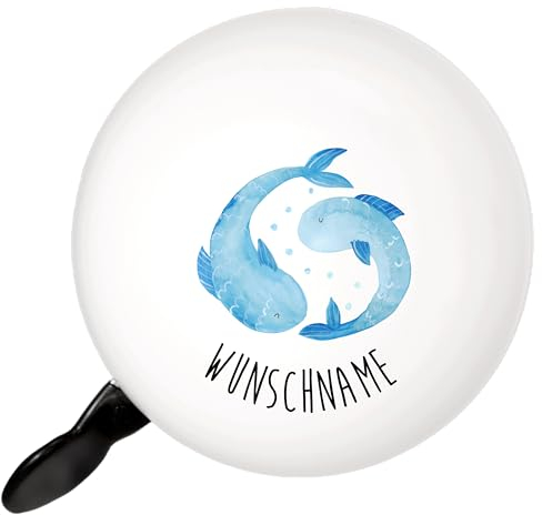 Mr. & Mrs. Panda Personalisierte Fahrradklingel Sternzeichen Fische - Geschenke, Geburtstag März, Selbst Gestalten, Februar, Mit Personalisierung, Fisch, Spruch Und Name, Gravur, Geschenk, Namen