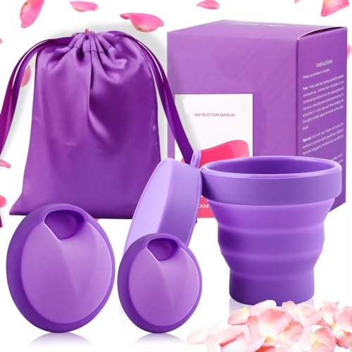 Menstrual Cup Soft Silicone Menstrual Disc, Menstrual Disc, Set of 2 Menstrual Cups in 100% Medical Grade Silicone - Reusable and Eco-Sustainable - Wearable for up to 12 Hours - Mooncup (A)