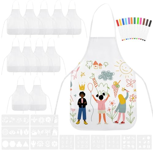 Morcheiong Lot de 36/72 tabliers à faire soi-même pour enfants avec stylo coloré et gabarit d'artisanat pour travaux manuels et peinture, blanc, 13 x 19 inches