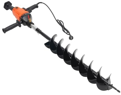 Broca de tierra eléctrica de 1900 W para jardín con 1 broca profesional para pozo, taladro de tierra para plantar y taladrar
