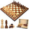 UCAMP Schachspiel,Schachspiel Kinder Holz,3 In 1 Schachspiel Magnetisch,Tragbares und Faltbares Chess Board Set,Reiseschach,fAbschließbarer Koffer,Für Partys,Familienaktivitäten （29x29cm）