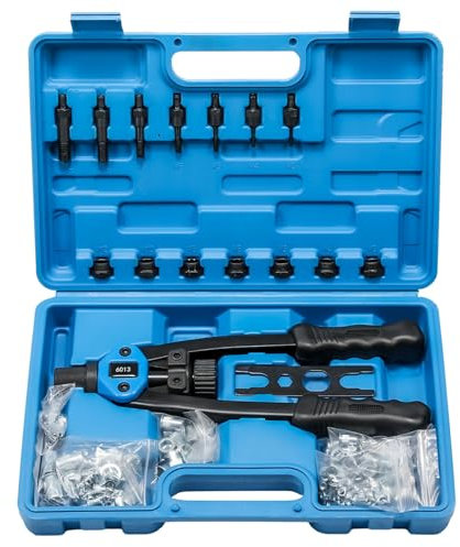 GEARMONSTER Nietmutternzange Set, Nietmuttern Werkzeug Set Manuelle Nietenzange Set ink.150 Nietmuttern und 7 Stück Metrischen Dornen, M3, M4, M5, M6, M8, M10, M12, Nietzange für Gewindenieten