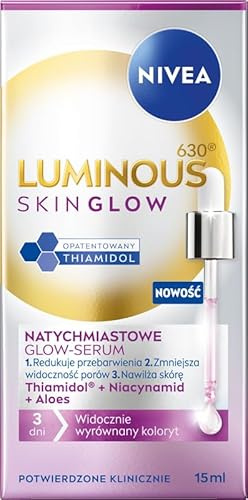 NIVEA Luminous630 Skin Glow Suero iluminador de tono facial con niacinamida, thiamidol y aloe vera, 15 ml