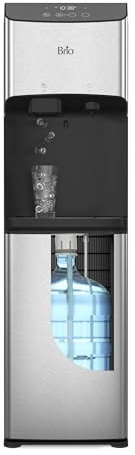 Brio 520 ICE Water Dispenser for 5 Gallon Bottle | Bullet Ice Maker Bottom Load Cooler | UV Self Cleaning, LED Touch Display with Digital Clock, Night Light, Child Safety Lock | 2X Fast Dispense