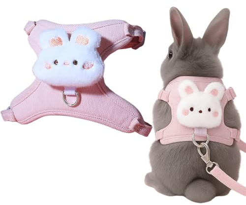 GGUFAY Arnés Con Correa Para Conejo y Animales Pequeños, Accesorio Ajustable y Transpirable Arnés Lindo y Correa, para Conejo Cachorro Pequeñas Mascotas(C)