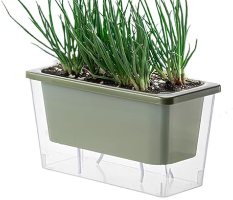 Pots de fleurs rectangulaires, à arrosage automatique, en plastique, modernes, avec réserve d'eau, idéaux pour herbes et fleurs, auto-irrigants, pour rebord de fenêtre, balcon, 26,5 x 14 x 12 cm