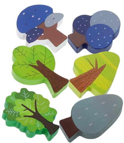 BESPORTBLE 6Stücke Teiliges Holzbaum Set für Gleise Bäume Zubehör für Kreative Spielumgebungen Kompatibel mit Holzeisenbahnen und Spieltisch