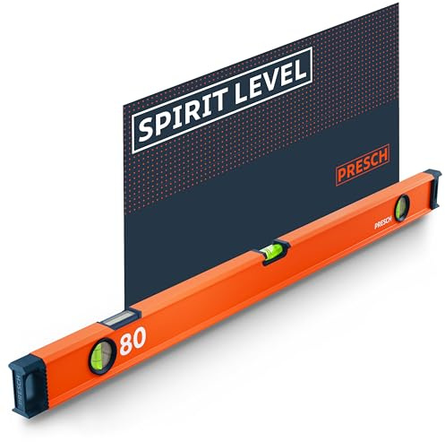 Presch Livella a bolla 80cm - Fiala infrangibile con pendenza 2% - Finestra di lettura verticale - Tappi antiscivolo innovativi - Superficie di misura precisa