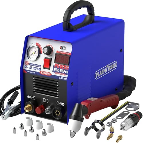 55A Plasma Cutter Machine,230V Pilot Arc Non-Touch,IGBT Inverter,LED Display,Portable Metal Cutter for Stainless Steel, Aluminum, Copper, Up to 14mm Clean Cut,Fit Farmer/DIY/Beginner/Handyman