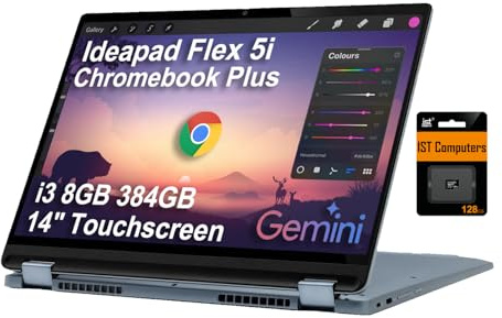 Lenovo IdeaPad Flex 5i Chromebook Plus 2-in-1 Laptop (14 FHD+ Touchscreen, Intel 6-Core i3-1315U, 8GB RAM, 512GB Storage(256GB+256GB IST SD)) Business, Home, Students, Webcam, Backlit KB, Chrome OS