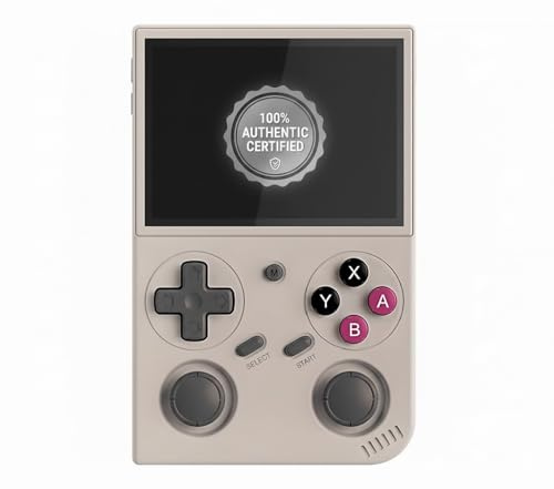 G350 Consola Retro Portátil PREMIUM - Alternativa Mejorada al R36S con +4000 Juegos Clásicos (PS1, PSP, NDS, GBA, MAME y más) - 64GB, Vibracion, Pantalla IPS HD 3.5, Batería 3200mAh, Gris Retro