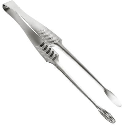10.62 Inch Stainless Steel Kitchen Tongs with Locking Mechanism & Non-Slip Grip - Heat Resistant BBQ, Cooking, Serving Tongs for Salad, Pasta, Grilling