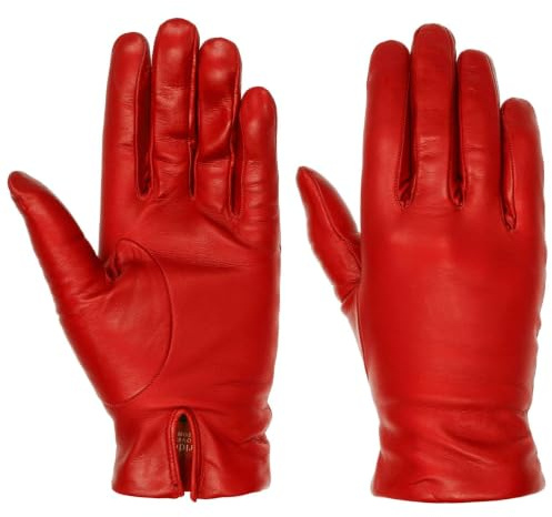 Caridei Classic Nappaläder Damhandskar Damer - Made in Italy läderhandskar med foder Vinter höst-vinter - 7 HS röd