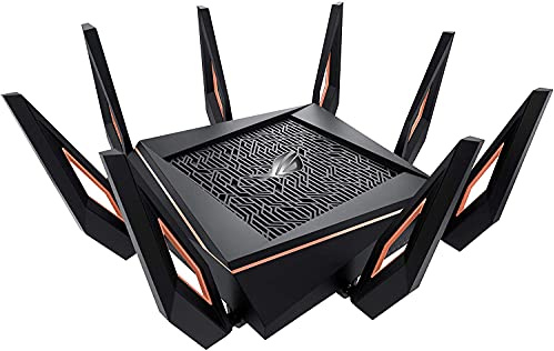 ASUS ROG Rapture WiFi 6 Gaming Router (GT-AX11000) - Tri-Band 10 Gigabit Wireless Router, 1.8GHz Quad-Core CPU, WTFast, 2.5G Port, AiMesh Compatible, Included Lifetime Internet Security, Aura RGB