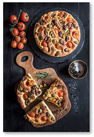 Postereck - 2386 - Focaccia, Pizza Italien Küche Tomate Essen Bistro - Spruch Schrift Wandposter Fotoposter Bilder Wandbild Wandbilder - Poster - 4:3-40,0 cm x 30,0 cm