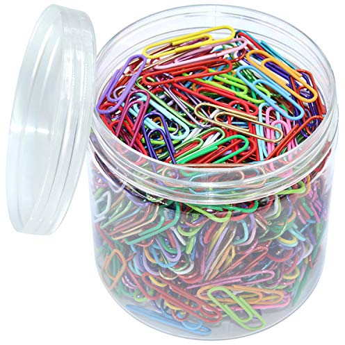 OKVGO farbige Büroklammern mit Kunststoffbox, 33 mm, Bürobedarf, 500 Stück