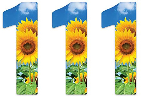 Pack of 3 Sunflower Wheelie Bin Stickers Numbers - 1 Ideal for Kindergartens, Refrigerators, Our Doors V1091 Packwith®