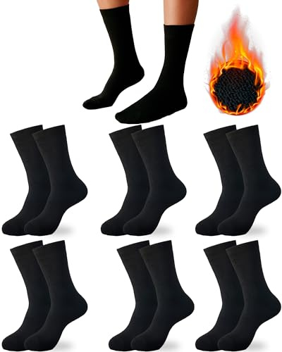 DIVABONNA Chaussettes Thermiques Homme Femme Hiver Chaude Noires - 6 Paires (40-46, Noir)