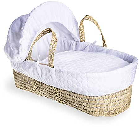 Clair de Lune Babykorb Marshmallow-Palme mit weicher Babybettwäsche, weiß, 75 x 28 cm