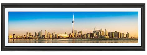 LTYHHK 8x24 Panoramic Picture Frames Solid Wood with 6x22 White Mat, Displays 6x22 with Mat or 8x24 Inch without Mat, 8x24 Poster Frame 6x22Photo Frames Family Wall Black (L23B824W622)
