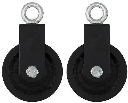 NAMYEUT Lot de 2 Poulies de Renvoi 90 mm, Poulie Fitness en Alliage d'Aluminium avec Support U pour Câble Machine Gym DIY
