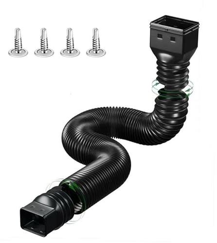Maiju Extensiones de canalón de Lluvia para bajante, Extensor de Drenaje Flexible con Conectores de 3x4 y 2x3 Pulgadas, Extensible de 21 a 60 Pulgadas, Tornillos incluidos